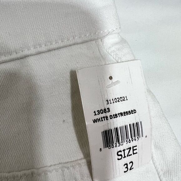 DL1961 White Patti Straight Leg High Waist Distressed Jeans Size 32 - Picture 5 of 13